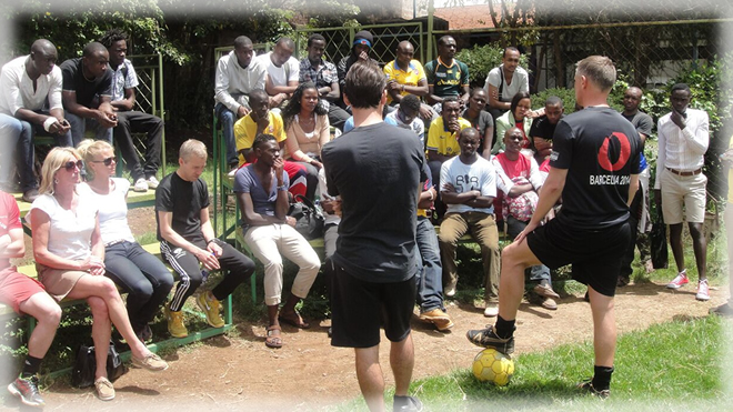 Football coaches from Oure training some of the Kenyan coaches