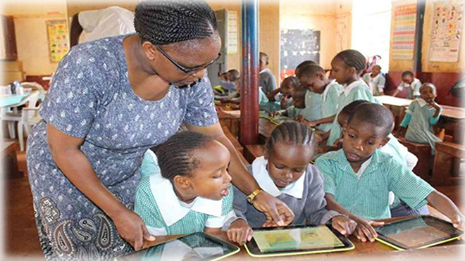 Students at Muranga Primary school during an IT lesson